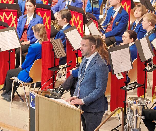 Bürgermeister Stefan Benker beim Schwieberdinger Neujahrsempfang.