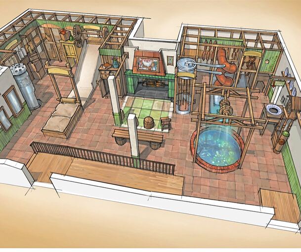 Rutschen, Kletternetze und ein Wasserbrunnen – für den neuen Indoorspielplatz vor dem Wildparadies Tripsdrill ist viel geplant.