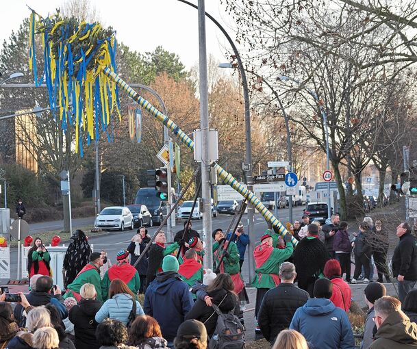Mal schnell noch einen neuen Narrenbaum organisiert hatten die Protagonisten des Rathaussturms. So hatte dann alles seine Ordnung.