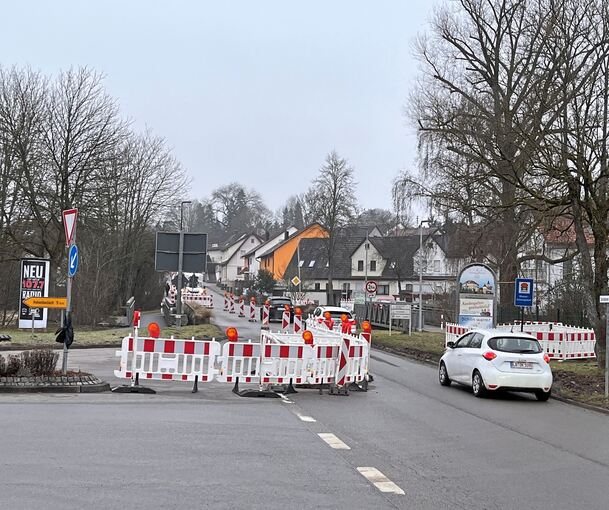 Baustelle in Sachsenheim: Die Arbeiten sollen hier am 20. Februar enden.