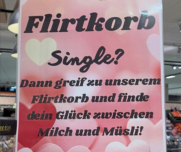 Dieses Schild wirbt für die Flitkorb-Aktion in Sachsenheim.