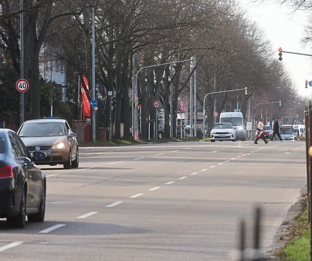 Kerzengerade von der Martin-Luther-Straße bis zur Straße Waldäcker (hier kurz nach der Kreuzung mit der Gänsfußallee): Die Schwieberdinger Straße lädt auf 1,8 Kilometern zum Rasen ein.