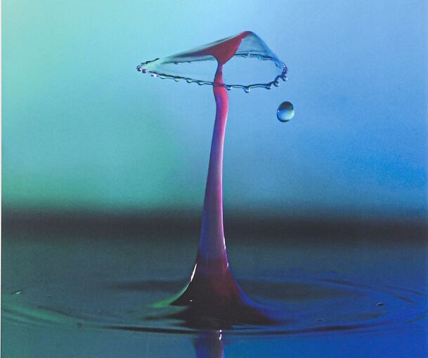 Auf diesem Foto von Guido Santi wird ein fallender Tropfen zum schirmartigen Gebilde.