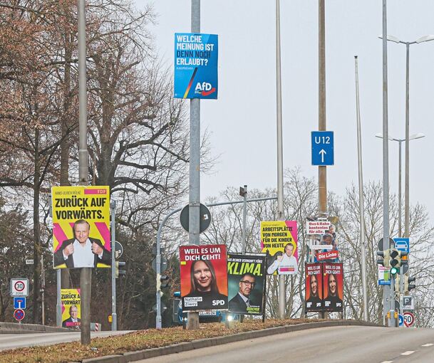 Bis zuletzt werben die Parteien in Ludwigsburg um Stimmen, wie hier an der B27: Abgeordnete nach Stuttgart werden aber nur CDU, Grüne und AfD entsenden.