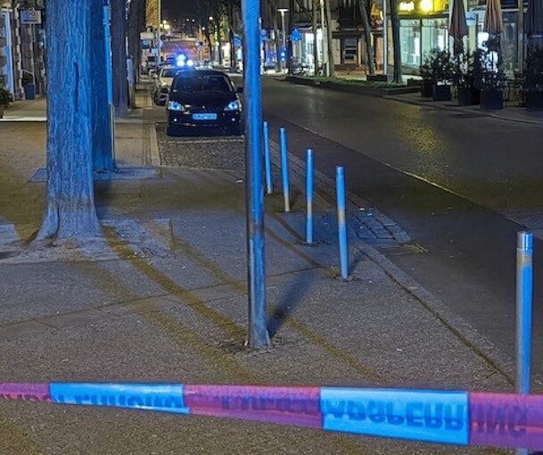 Über Stunden war die Myliusstraße in der Nacht von Samstag auf Sonntag für den Verkehr gesperrt. Die Polizei sicherte dort Spuren.