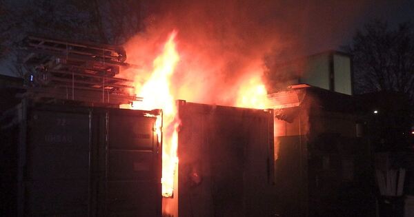 Six fire engines respond to a container fire in Ditzingen