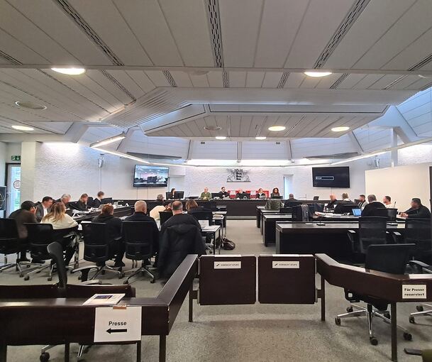 Blick in den Verhandlungssaal im Stuttgarter Landgericht.