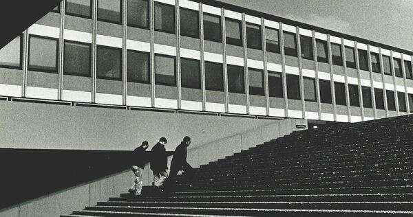 Blick auf das Gelände der PH in einer historischen Aufnahme.