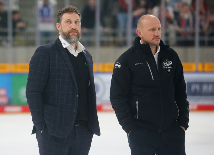 Ex-Trainer Alexander Dück und Interimstrainer Boris Blank (rechts).