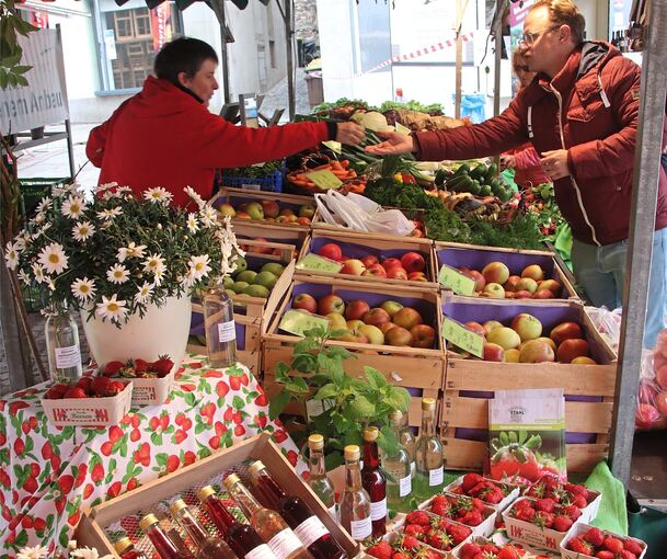 Pralles Angebot an den Ständen des Naturparkmarkts in Vaihingen.