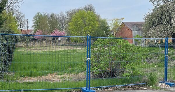 Bauzäune umgeben die Markgröninger Streuobstwiese am Altstadtring: Ein Investor will hier knapp 50 seniorengerechte Wohnungen bauen.