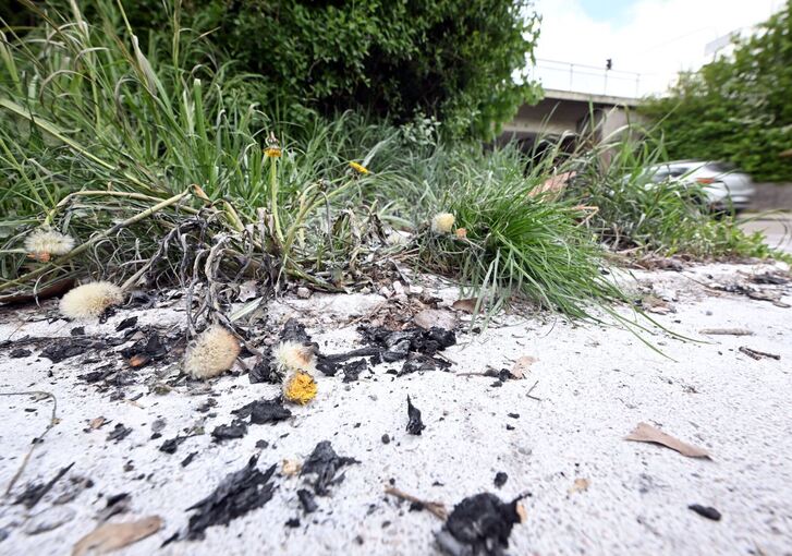 Brandspuren in Karlsruhe-Durlach