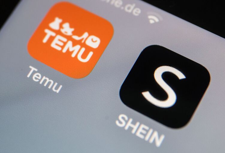 Die Apps der Internethändler Temu und Shein auf einem Smartphone