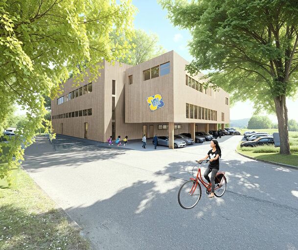 So stellt sich die Architektin Daniela Knapp das neue Sportvereinszentrum inklusive Sporthalle vor.