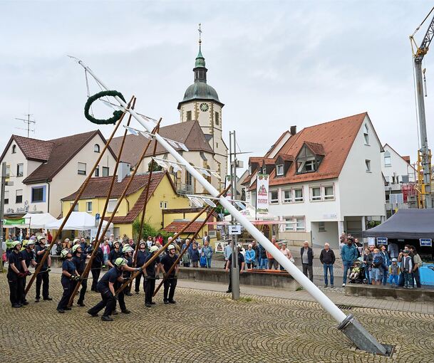 Ein Highlight ist die Zunftbaumaufstellung durch die Feuerwehr Oßweil, so wie hier letztes Jahr.