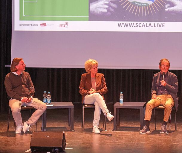Die Diskussionsteilnehmer (von links): Christoph Ruf, Claudia Neumann, Erwin Staudt.