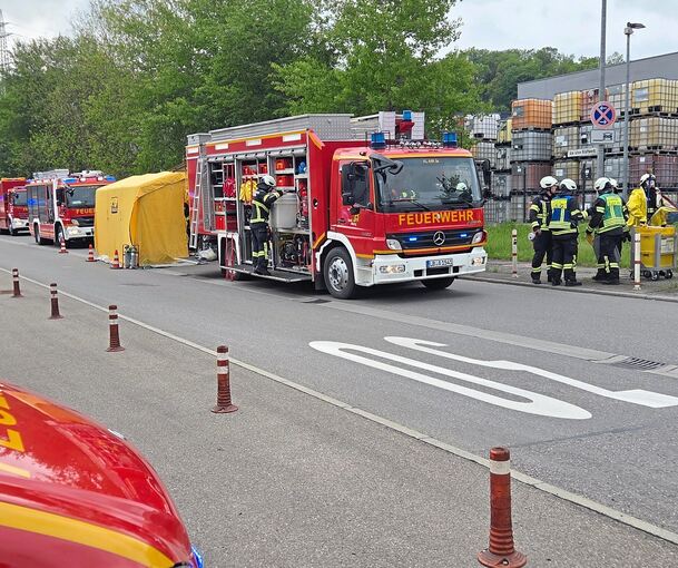 Einsatz des Asperger Gefahrstoffzugs vor wenigen Tagen am alten Kraftwerk in Marbach.
