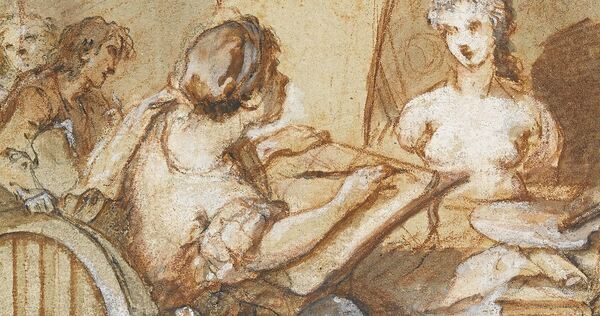 Im Fokus der Ausstellung steht die französische Grafik des 18. Jahrhunderts: Michel-François Dandré-Bardon, Junger Künstler beim Zeichnen einer weiblichen Büste, um 1765.