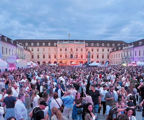 Die Stimmung ist ausgelassen, der Mittlere Schlosshof gleicht einer großen Freiluftdisco.