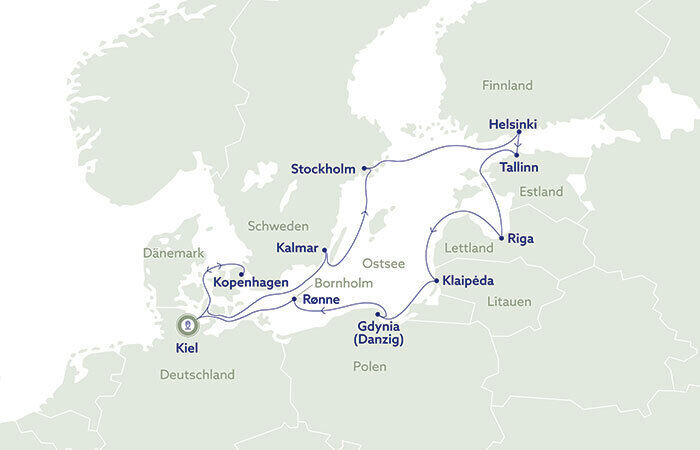 Reiseroute Leserreise Ostsee 2027