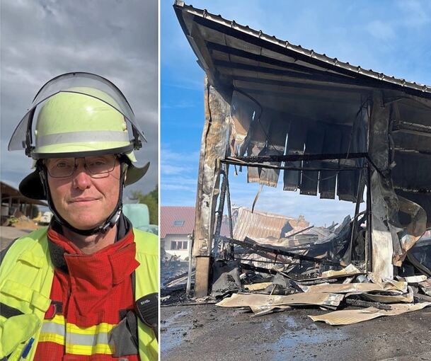 Markus Müller, der Einsatzleiter der Feuerwehr Oberriexingen, gibt einen Überblick über den Einsatz.