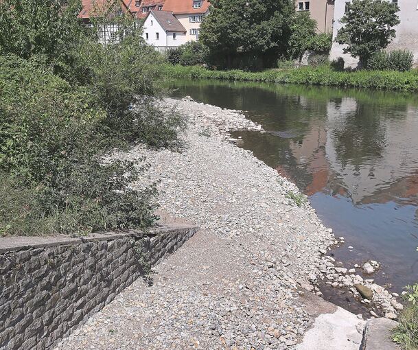 Ein Zeugnis der Naturgewalten: Beim Starkregen 2024 schwemmte der Steinbach Unmengen von Geröll in die Enz. Es ist bis heute geblieben.