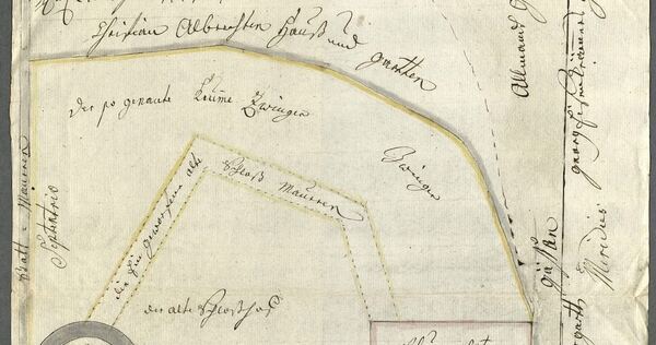 Situationsskizze des alten Schlossplatzes aus dem Jahr 1774.