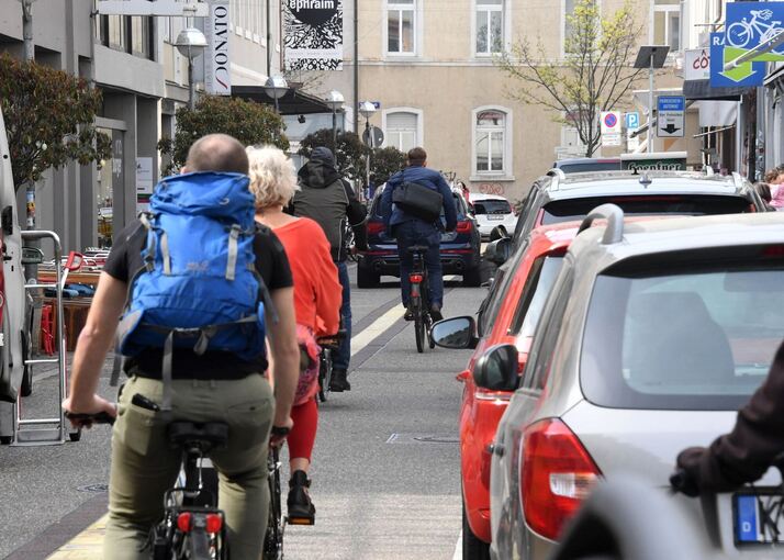 Radfahrer in der Innenstadt Radfahrer in der Innenstadt