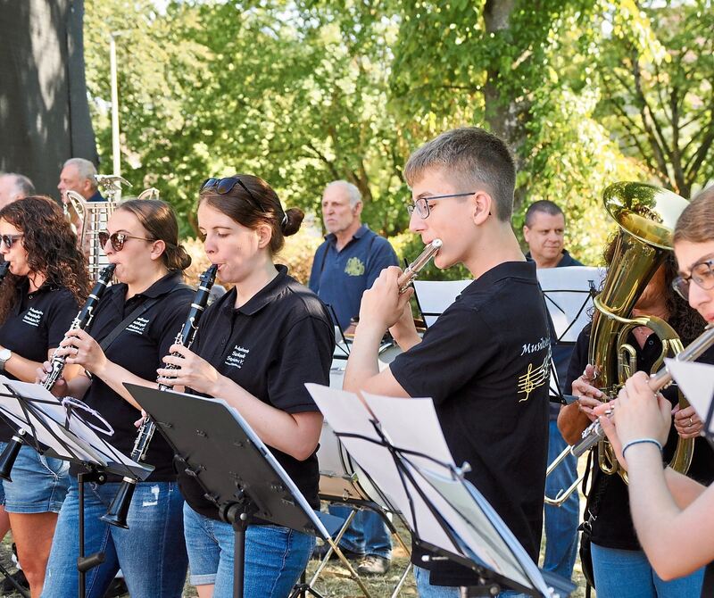 Musik kam vom Spielmanns- und Fanfarenzug Steinheim und vom Musikverein Stadtkapelle Steinheim.
