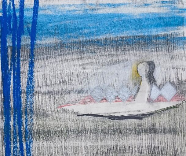 Heike Lydia Grüß in der Ausstellung „Afterimage“ im Backnanger Helferhaus.