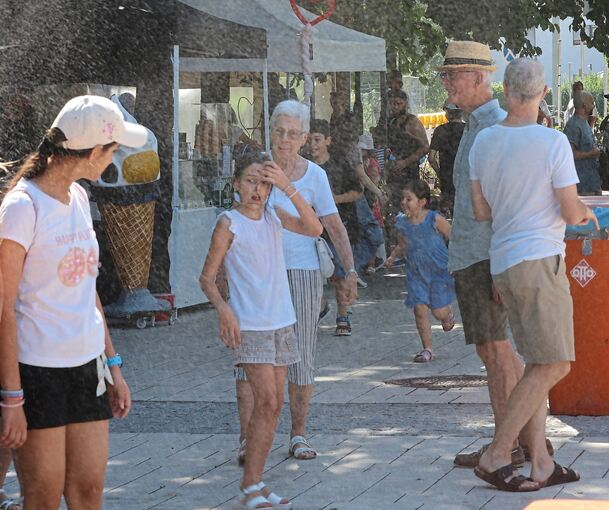 Die Möglinger Feuerwehr spendete den Fest-Besuchern Erfrischung.