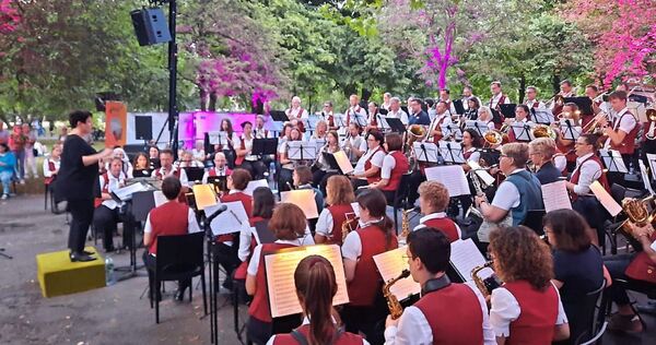 Über 90 Musiker spielen gemeinsam auf der Bärenwiese.