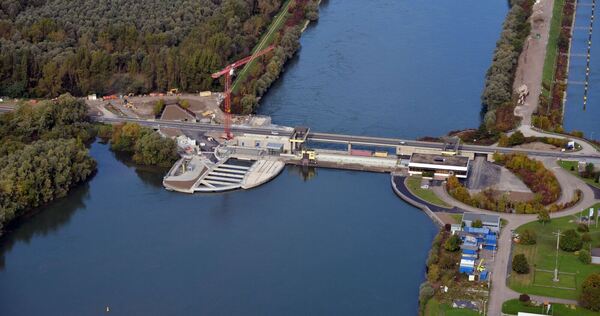 Luftbild Rheinkraftwerk Iffezheim