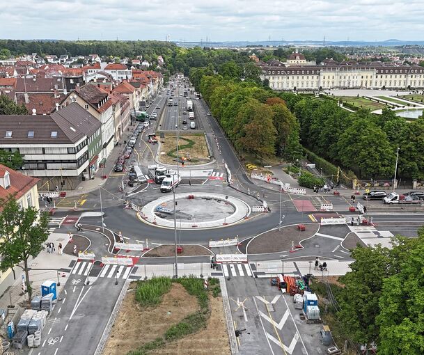 Blick auf die Baustelle auf der Sternkreuzung.