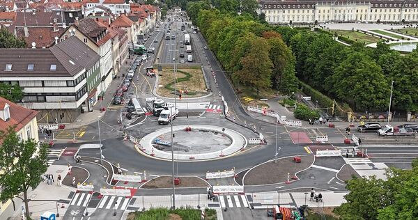 Blick auf die Baustelle auf der Sternkreuzung.