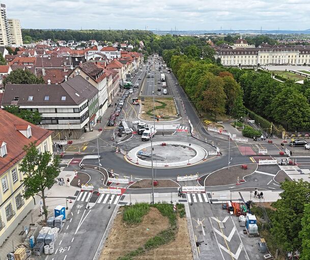 Die Sternkreuzung inmitten der Ludwigsburger Innenstadt.