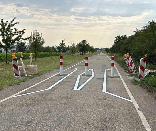 Poller verhindern die Durchfahrt von Lastwagen und Autos. Poller verhindern die Durchfahrt von Lastwagen und Autos.