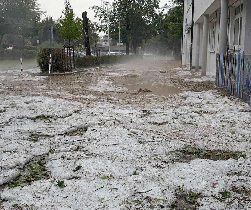 Viel Hagel in Kleinbottwar.