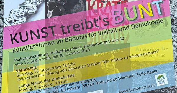 Die Veranstaltungsplakate für die Kunstaktion im Murrer Rathaus sind bereits gedruckt. Bürgermeister Torsten Bartzsch schob der Ausstellung jedoch einen Riegel vor.