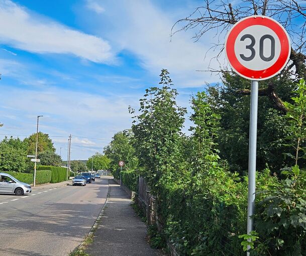 An dieser Stelle der Ensinger Ortsdurchfahrt gilt Tempo 30. Nur wenige Meter weiter darf 50 gefahren werden.