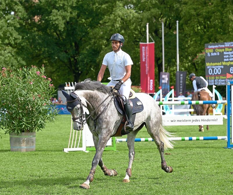 Ein Reitsportler auf seinem Pferd. Ein Reitsportler auf seinem Pferd.