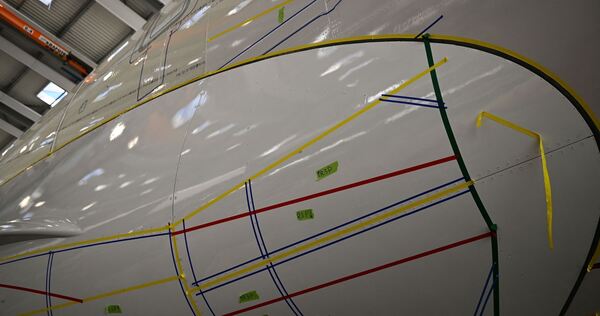 AeroSHARK-Installation an einem Airbus A330 AeroSHARK-Installation an einem Airbus A330