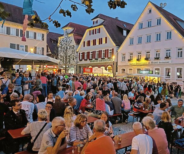 Samstagabend auf dem Vaihinger Marktplatz. Es gibt beim Straßenfest fast kein Durchkommen.