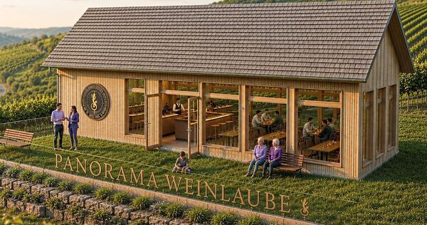 600.000 Euro teuer, viel Holz und Glas, ein spektakulärer Blick: So stellt sich der Bauherr und Sponsor Stefan Layher die Ausschankhütte vor.