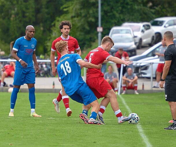 Der TASV Hessigheim (in rot) gewinnt gegen den TSV Bönnigheim.