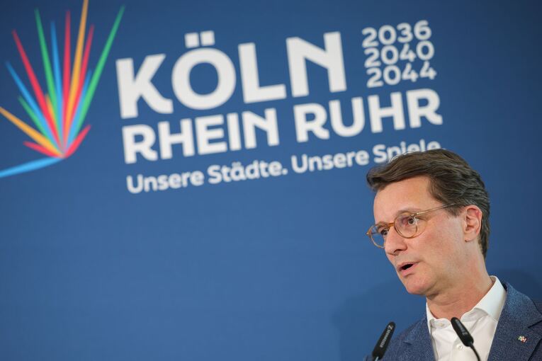 Hendrik Wüst wirbt für Olympia in NRW Hendrik Wüst wirbt für Olympia in NRW