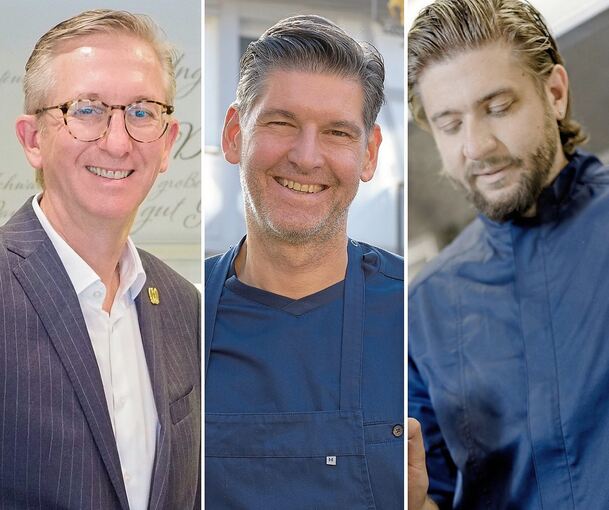 Sie stehen für drei Sterne und drei Toprestaurants im Kreis: Christian Ottenbacher vom Adler in Asperg, Steffen Ruggaber vom Lamm in Roßwag und Benjamin Maerz von der Bietigheimer Rose (von links).