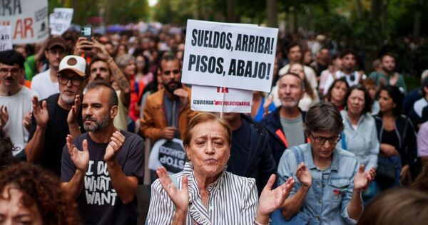 Demonstration gegen hohe Mieten in Madrid Demonstration gegen hohe Mieten in Madrid
