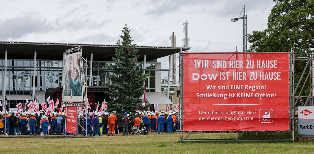 Protest gegen die Stilllegungspläne von Dow Chemical