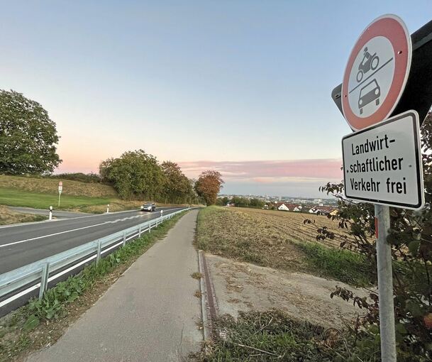 Rechts und links der L1107 gibt es Wirtschaftswege – doch so nutzen wie früher können die Bauern diese nicht mehr überall, etwa hier wegen der neuen Leitplanke.